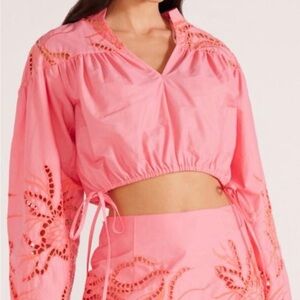 MINKPINK Pink Embroidered Top